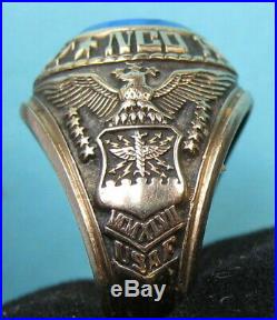10K Gold Class Ring U. S. Air Force Communications Service NCO Academy Sz. 11.25