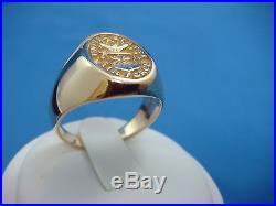 14K YELLOW GOLD UNITED STATES AIR FORCE MEN`S SOLID SIGNET RING 15.8 GRAMS