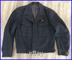 1940's Rare Black Gab Eisenhower Ike Jacket Sz 40R Army USAF Wool Gabardine