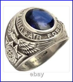 1940s UNITED STATES AIR FORCE PILOT'S RING STERLING SILVER Sz8.75
