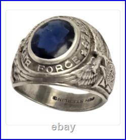 1940s UNITED STATES AIR FORCE PILOT'S RING STERLING SILVER Sz8.75