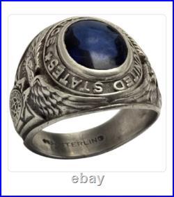 1940s UNITED STATES AIR FORCE PILOT'S RING STERLING SILVER Sz8.75