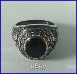 1943 United States Air Force Miami Beach Sterling Silver Onyx Ring Size 9