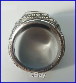 1943 United States Air Force Miami Beach Sterling Silver Onyx Ring Size 9