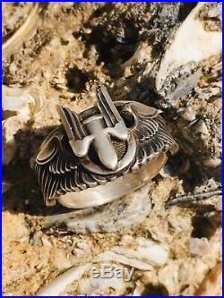 1943 WW2 Bomber PILOT PIN COIN Ring Silver Medal Officer Combat Army Air Force