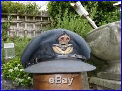1944 WWII Royal Air Force RAF Officer's Peaked Cap / Hat & Economy Pattern Badge