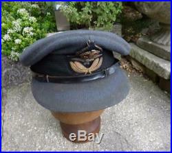 1944 WWII Royal Air Force RAF Officer's Peaked Cap / Hat & Economy Pattern Badge