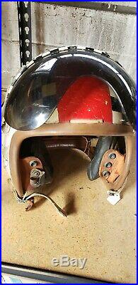 1950's 1960's U. S. Air Force Pilot's Flight Helmet with Wired Earphone