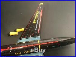1964 Sears Tomiyama Japan Tin Friction BK-02VF USAF Jet Airplane Toy & Bombs
