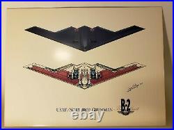 1980s B-2 STEALTH BOMBER SIGNED PRINT NORTHROP GRUMMAN TEST PILOT STALEY USAF