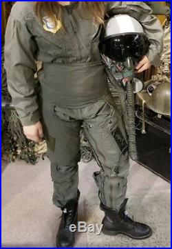 1980s USAF Pilots Uniform FLyer Jacket, Boots & Helmet Shell +
