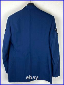 1990s Men's USAF McPeak Blue Uniform 38L Airman 1st Class Brass Button Eisen N28