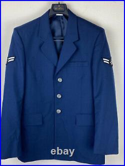 1990s Men's USAF McPeak Blue Uniform 38L Airman 1st Class Brass Button Eisen N28