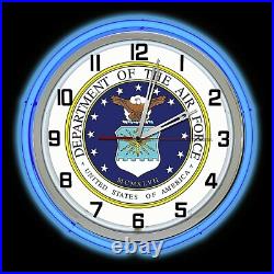 19 United States Air Force Sign Blue Double Neon Clock