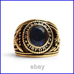 1.25ct Simulated Sapphire United States Air Force Ring 14k Yellow Gold Plated