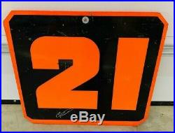 #21 Bill Elliott Signed Wood Brothers Nascar Race Used USAF Pit Sign Sheet Metal