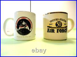 2 Qty Vintage Original Silver & 50th Anniversary Usaf Air Force Mugs Coffee Cups