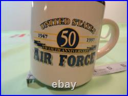 2 Qty Vintage Original Silver & 50th Anniversary Usaf Air Force Mugs Coffee Cups