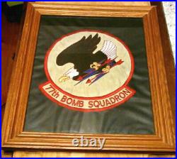 77th Bomb Squadron B-1 Bomber War Eagles USAF Patch On Vinyl Tarp Wooden Frame