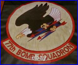 77th Bomb Squadron B-1 Bomber War Eagles USAF Patch On Vinyl Tarp Wooden Frame