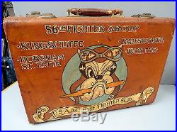 8th AIR FORCE 56TH FIGHTER GROUP VINTAGE HAND PAINTED LUGGAGE