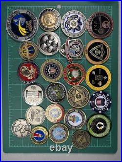 90 Challenge Coin Lot Army Navy FBI USSS DEA USAF USA USMC OIF WOW