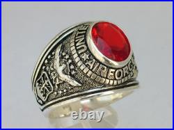 925 Silver United States Air Force Military January CZ Garnet Men Ring Size 8-14