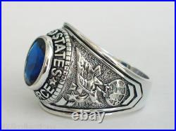 925 Silver United States Air Force Military September Blue Men's Ring Size 7-14