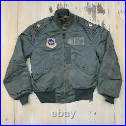 AIR FORCE Vtg 50s-60s IDd USAF L-2B Olive Green Flying Jacket, Mens MEDIUM