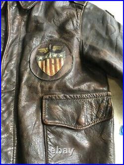A-2 Aero Leather Clo. Co Horsehide Flying Jacket Art Nose US Army Air Force WWII