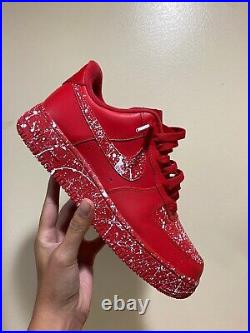 Air Force 1 Custom Low Triple Red? White Line Splatter Painted Shoes All Sizes