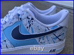 Air Force 1 Splatter Sky Baby Blue Navy Dark White Custom Shoes Mens Womens Kids