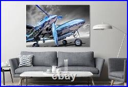 Airplane Propeller Black and White US Air Force Aircraft, Sky Wall Canvas Print