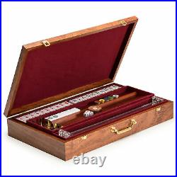 American Mahjong Set, Golden Fortune with Inlaid Wooden Case, Racks, Pushers