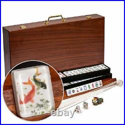 American Mahjong Set, Koi Fish with Wooden Case