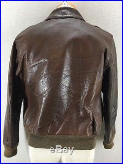 Authentic Vintage WW2 US Army Air Force Named A2 Leather Flight Jacket Size 42