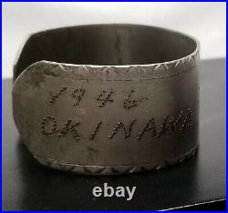 Authentic WWII 1946 Okinawa United States Air Force Engraved Trench Art Bracelet