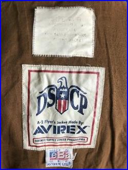 Avirex DSCP A-2 Brown Flight US Air Force Bomber Leather Jacket 44R Large Nice