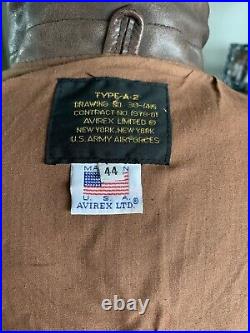 Avirex USAF A-2 Horsehide Leather Flight Jacket Ww2 44 Large Excellent Cond
