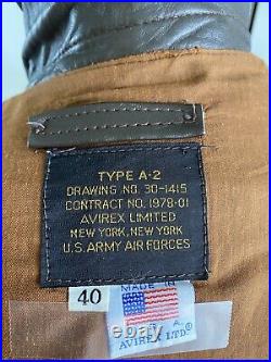 Avirex USAF A-2 Horsehide Leather Flight Jacket Ww2 Excellent Cond 40 Medium