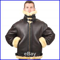 B3 shearling Leather jacket Bomber Fur pilot World II Flying aviation Air Force