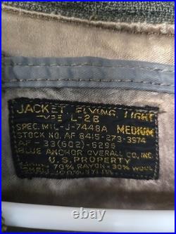 BLUE ANCHOR 1950's Korean War L-2B USAF NYLON Air Force FLIGHT JACKET GREEN M