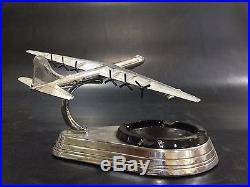 B-36 Airplane Model Allyn Ashtray Chrome Metal Glass USAF Factory Display n1