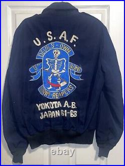 Blue USAF Jacket With 13th Bombardment Squadron Embroidery Yokota AB (G)