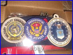 Box Lot of Military Items Ribbons Patches Medals Pins USAF Air Force Navy