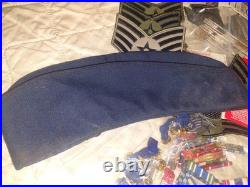 Box Lot of Military Items Ribbons Patches Medals Pins USAF Air Force Navy