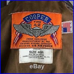 Brand New! Cooper A-2 Flight USAF Bomber Leather Goatskin Jacket 46R XL nice