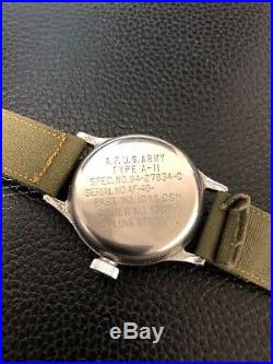 Bulova A-11 16j Ww2 Us Army Air Forces Hacking Navigation Wristwatch