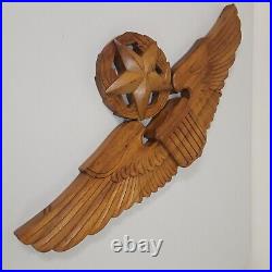 Carved Wood USAF Air Force Master Pilot Wings Sculpture Huge Wall Hanging Plaque