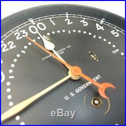 Chelsea Clock U. S. Air Force Black 10 1/2 1966 Vietnam Era 24 Hr Dial